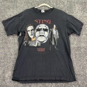 Vtg Hyland Sting WCW Shirt Mens Large Black Wrestling Double Sided Tee Graphic